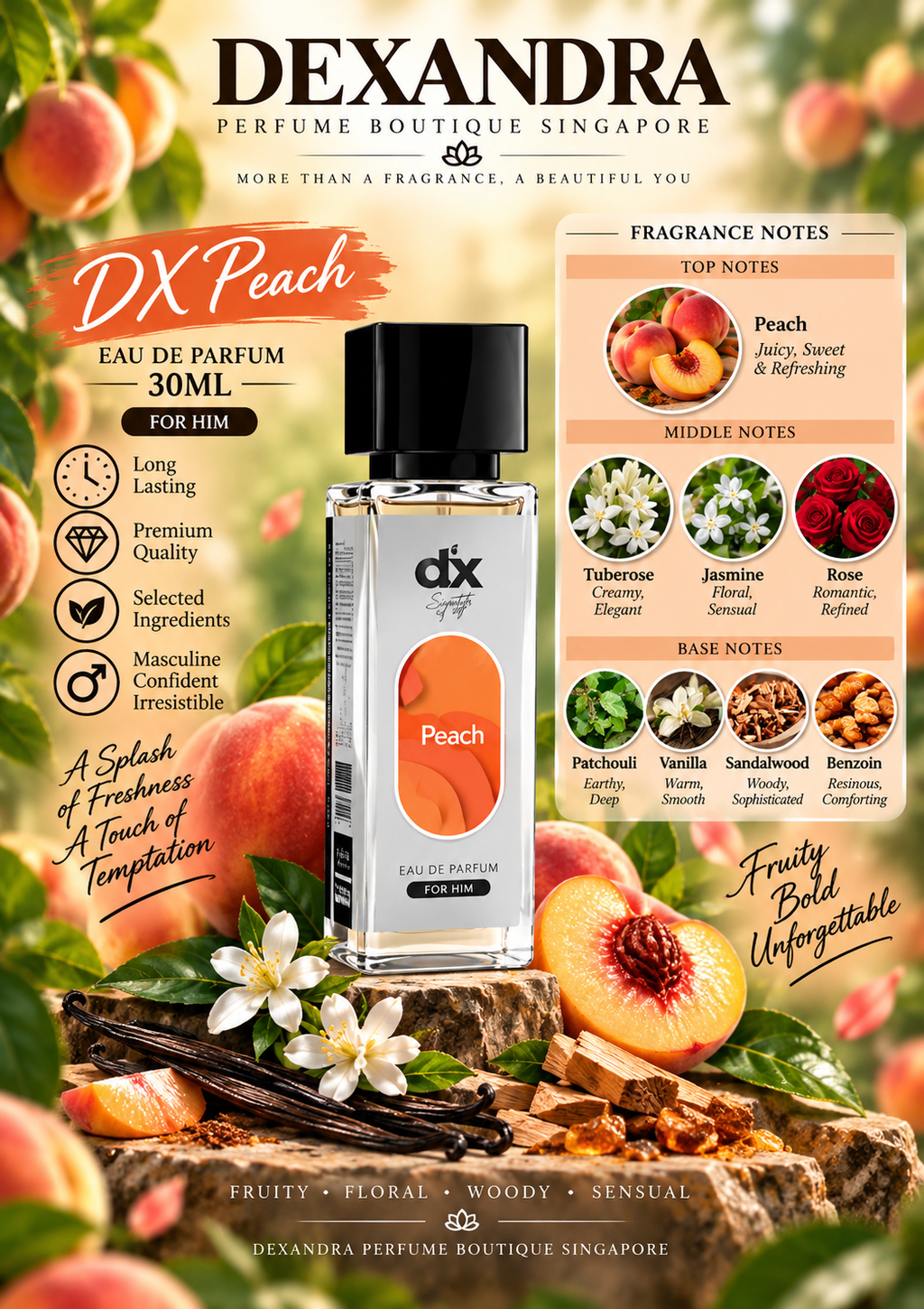 DX Peach Eau De Parfum Unisex 30ML