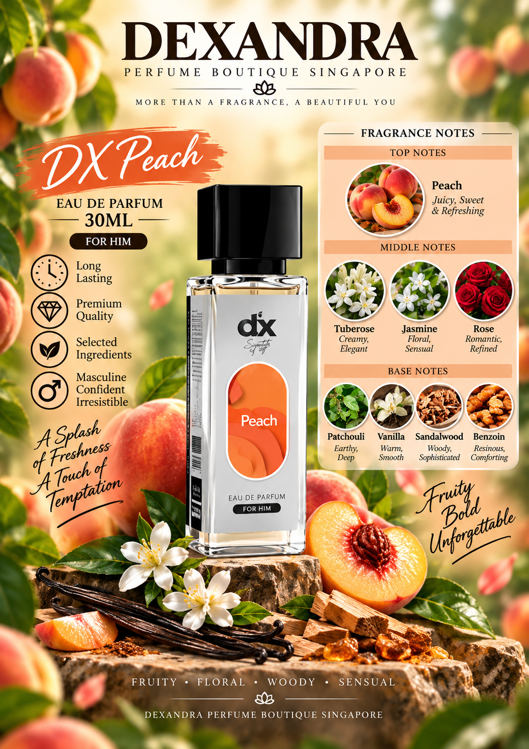 DX Peach Eau De Parfum Unisex 30ML