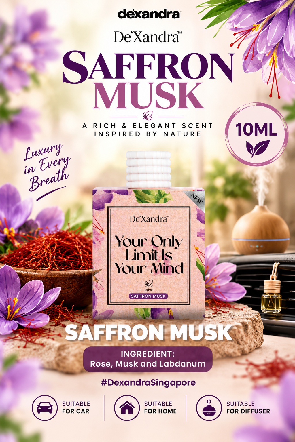 Dexandra Air Freshener Saffron Musk 10ML - New Arrival