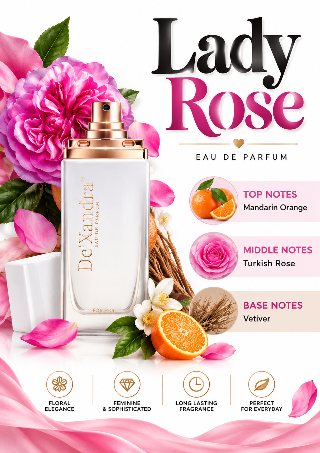 Dexandra Lady Rose Woman Fragrance Eau De Parfum 3ML