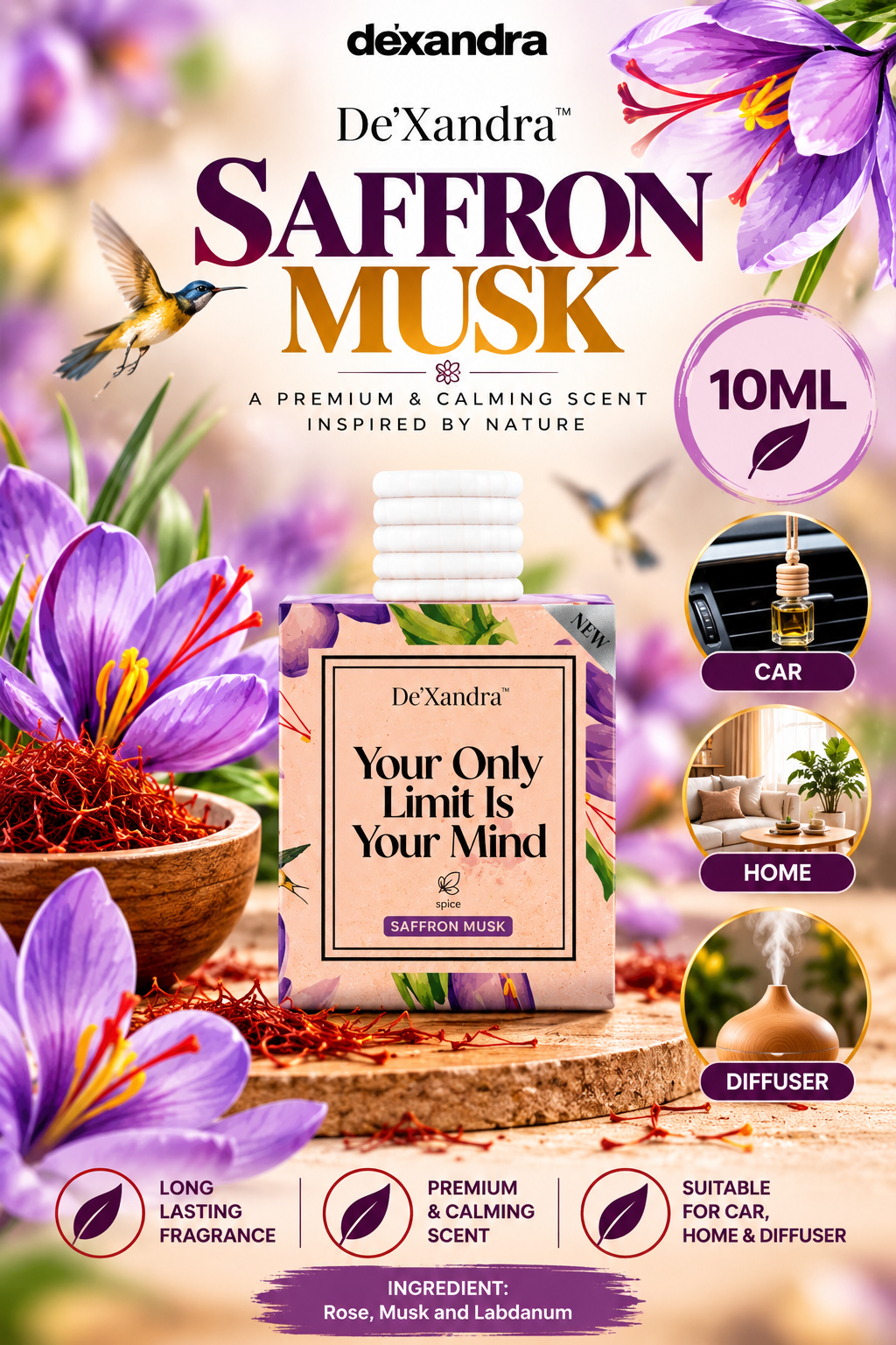 Dexandra Air Freshener Saffron Musk 10ML - New Arrival
